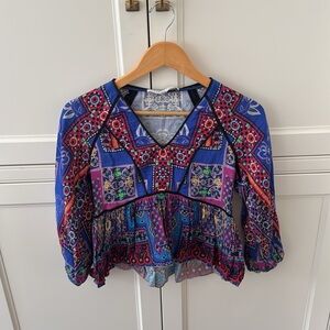 HUNTER BELL Vibrant Geometric Blouse